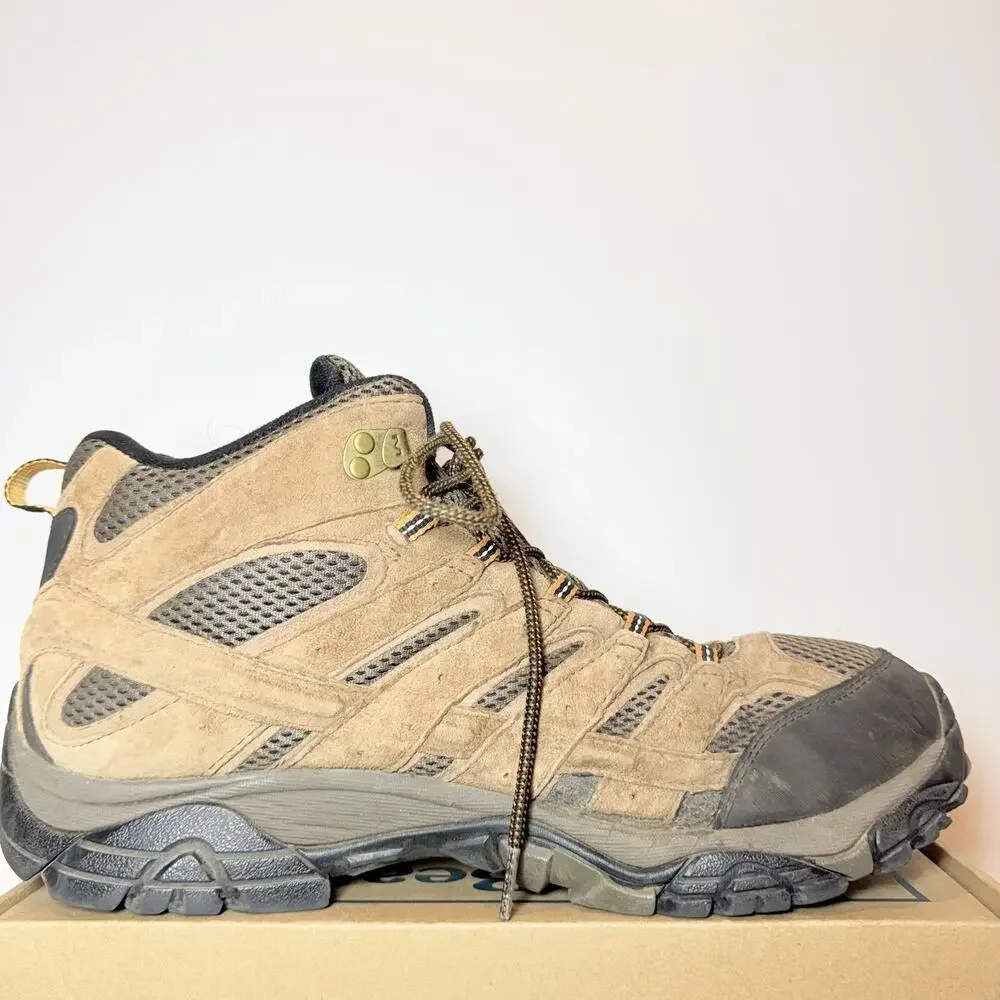 Merrell Moab 2 Mid Waterproof Hiking Boots Mens Size 13 Earth Brown Suede Shoes